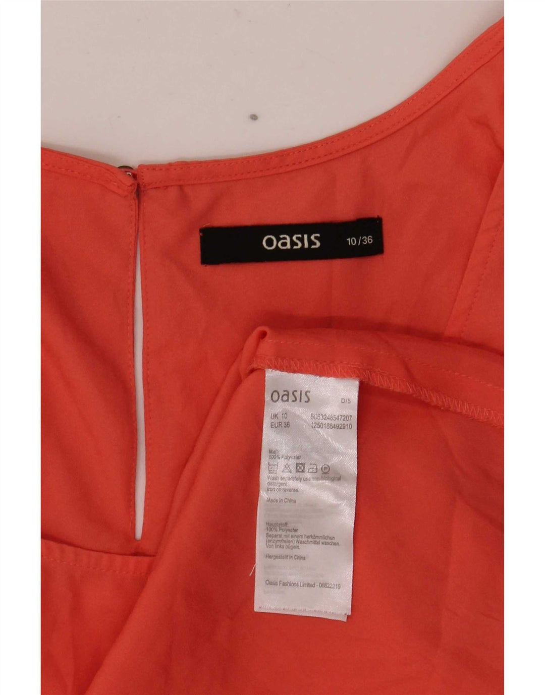 Camicetta senza maniche da donna Oasis UK 10 Small Arancione Poliestere