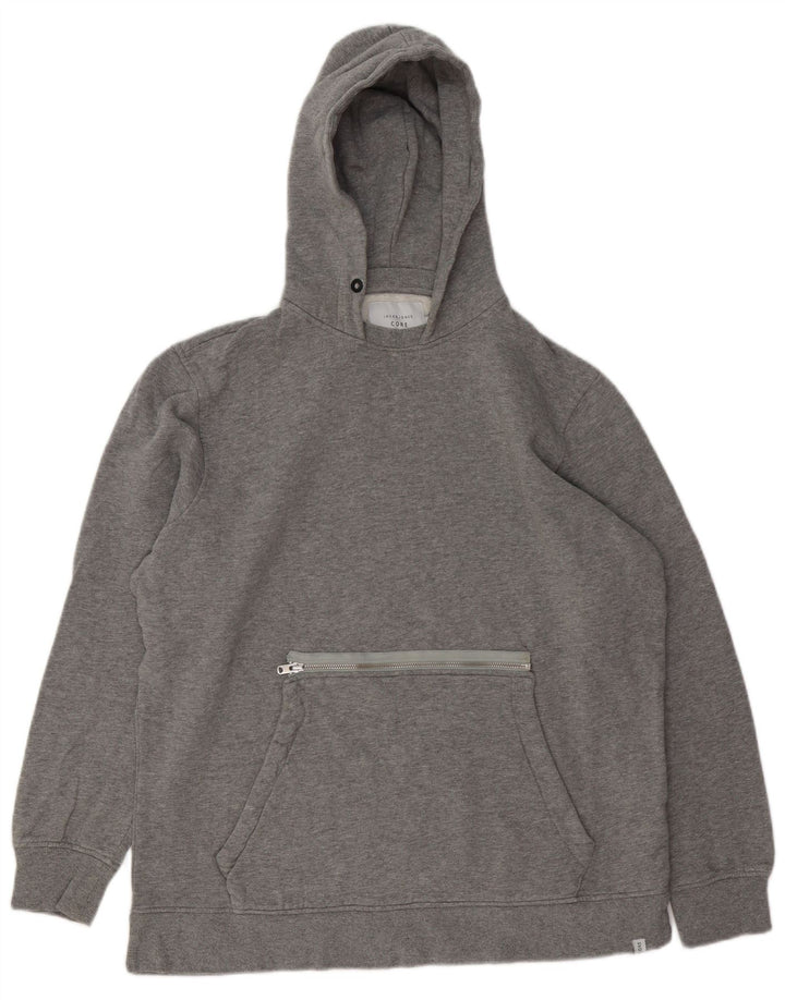 JACK & JONES Maglione con cappuccio grafico da uomo grande in cotone grigio