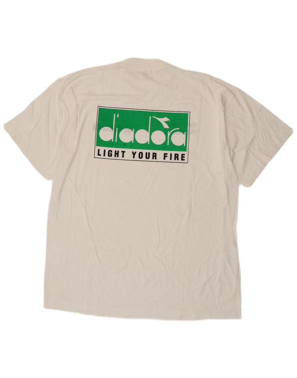 T-shirt grafica da uomo DIADORA Top XL in cotone bianco