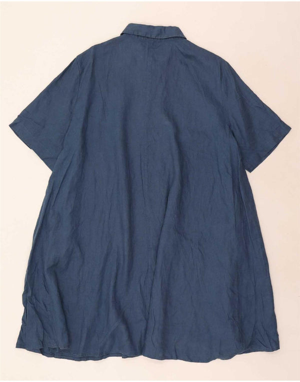 Benetton Abito chemisier oversize da donna UK 18 XL Blu navy Lino