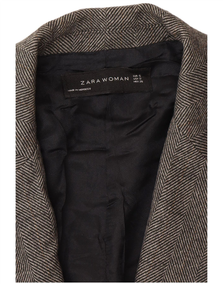 Giacca blazer doppiopetto da donna Zara UK 10 piccola grigia a spina di pesce