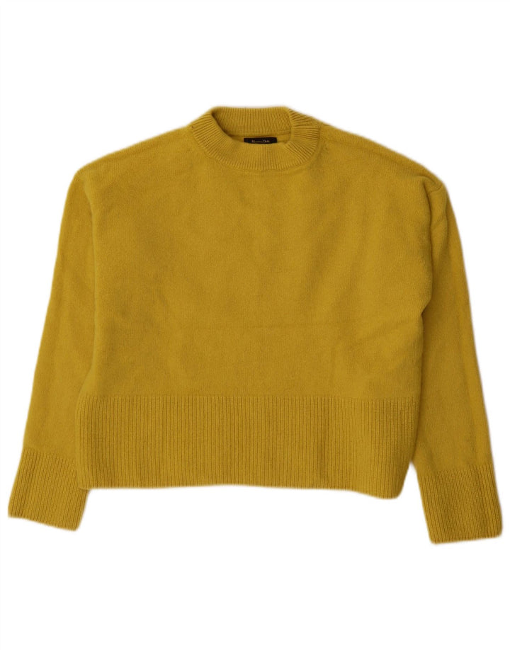 Massimo Dutti Maglione maglione girocollo oversize da donna UK 6 XS Lana gialla