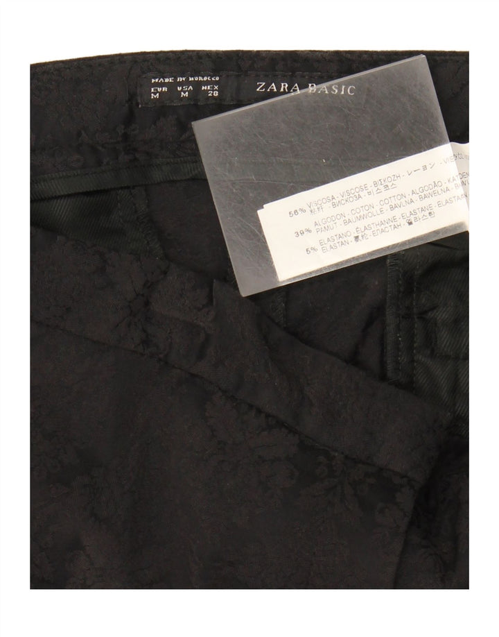 ZARA Womens Basic Slim Chino Trousers Medium W28 L26 Black Floral Viscose Vintage Zara and Second-Hand Zara from Messina Hembry 
