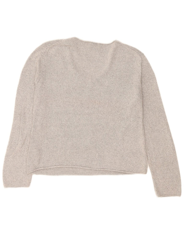 Maglione da donna con scollo a V Massimo Dutti UK 14 Cotone screziato grigio medio