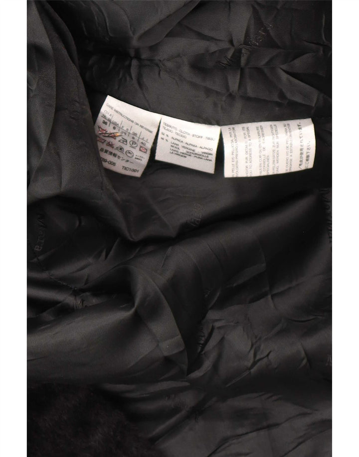 Max Mara Cappotto da donna in ecopelle avvolgente UK 8 piccolo in lana di alpaca nera