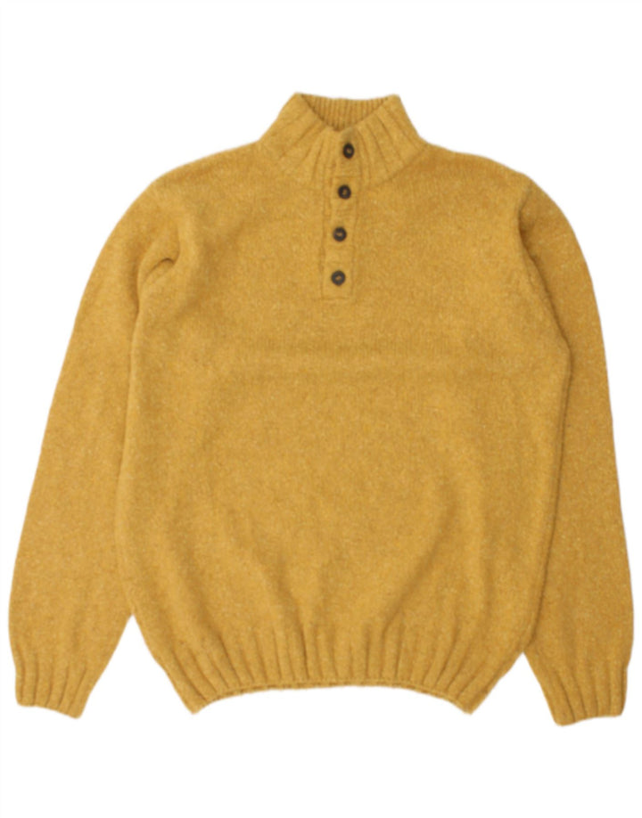 Marlboro Classics Maglione da uomo con bottoni e collo grande in lana gialla