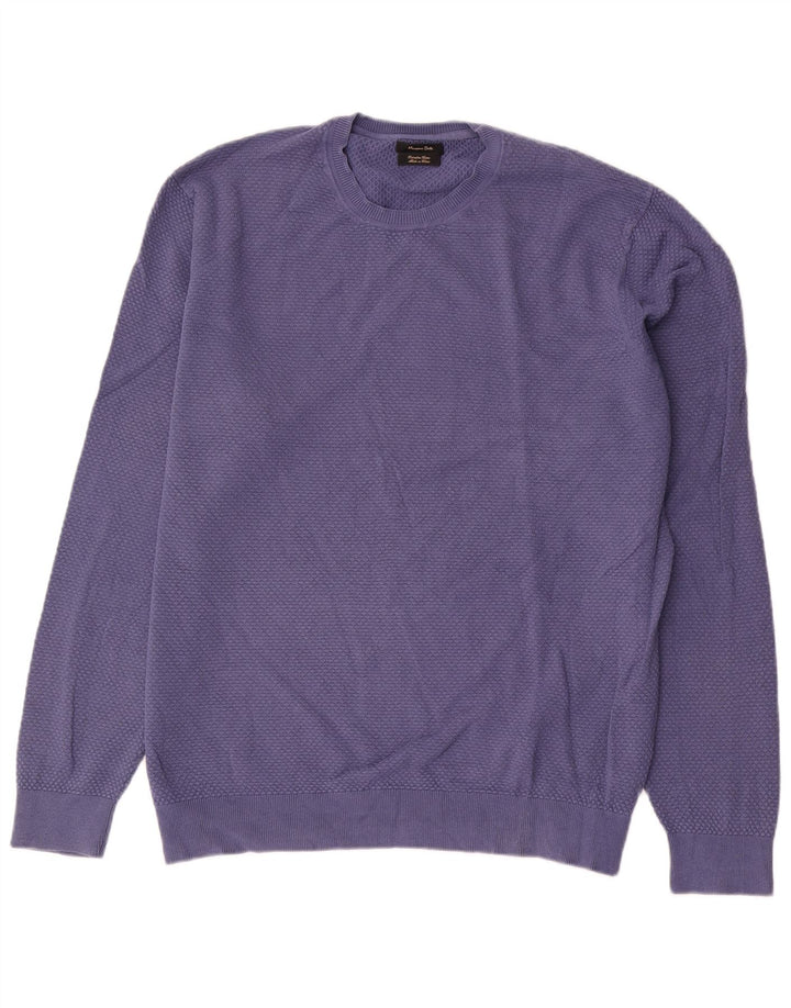 Maglione maglione girocollo da uomo Massimo Dutti XL in cotone blu