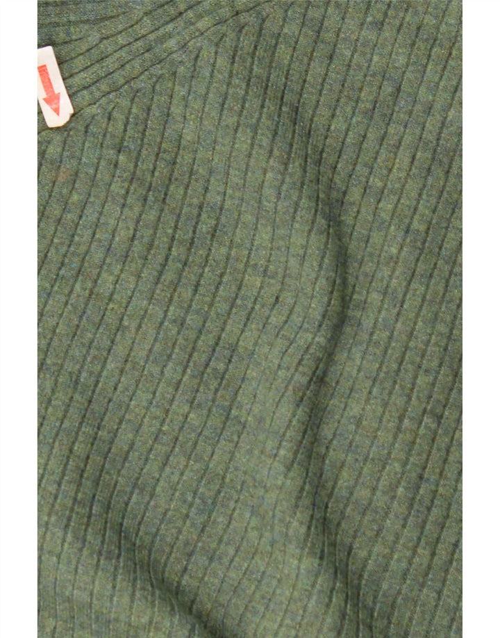 Maglione maglione con collo con zip da donna Marks & Spencer UK 14 Poliestere verde medio