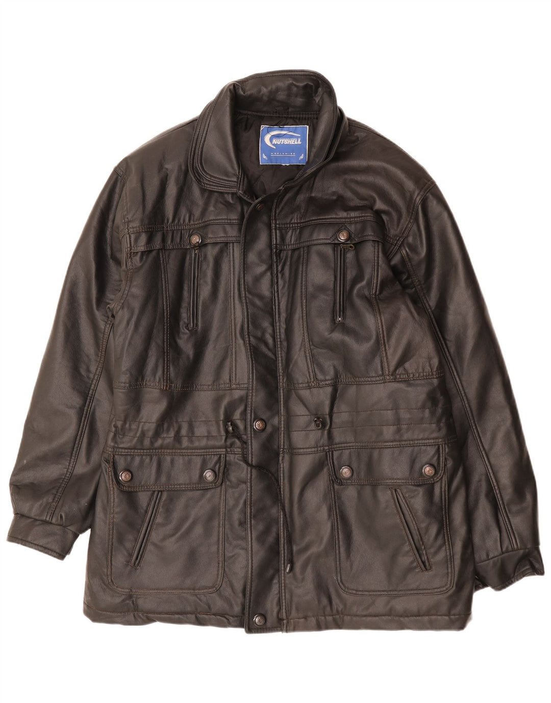 NUTSHELL Cappotto in pelle da uomo UK 40 grande nero