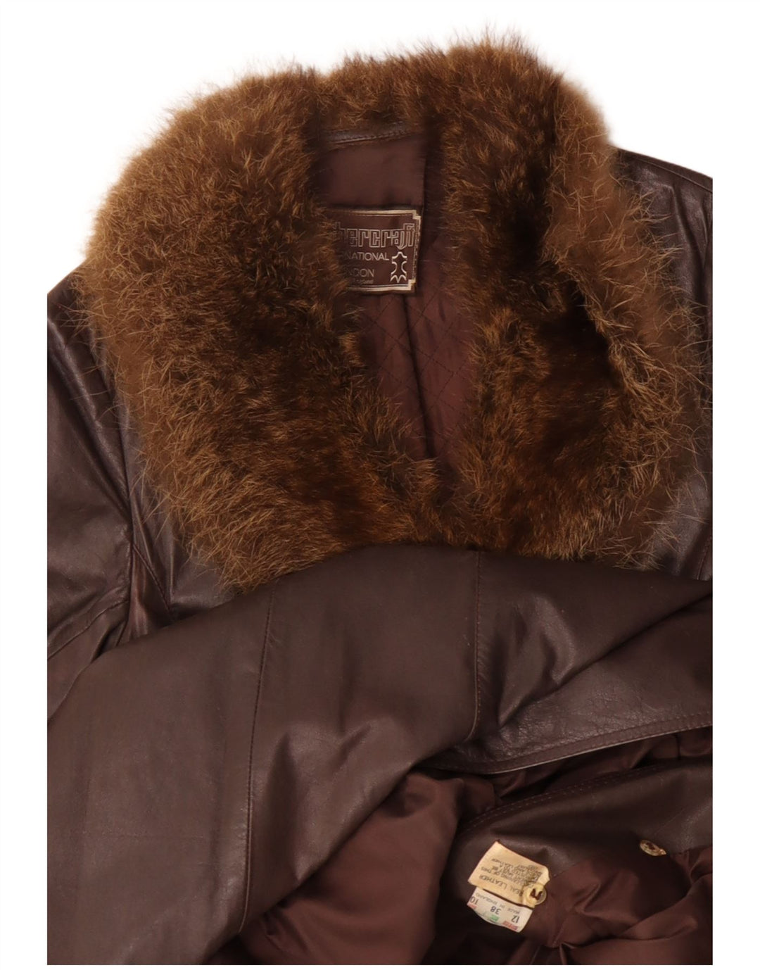 Cappotto in pelle da donna VINTAGE UK 12 Pelle marrone medio