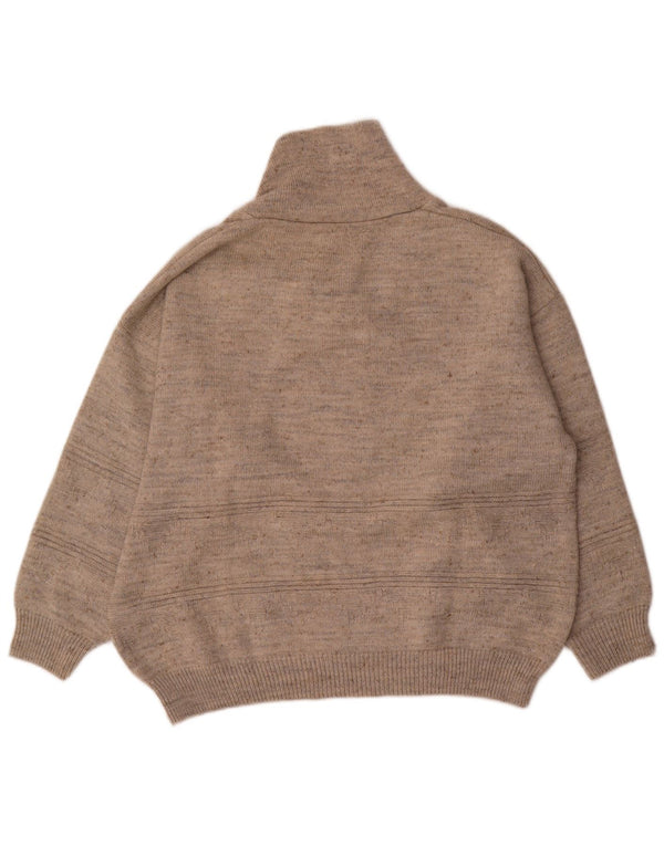 Maglione vintage da uomo con collo a scialle grafico, grande gessato grigio