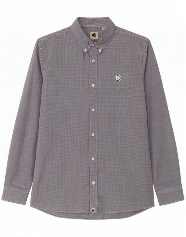 Camicia da uomo dal taglio classico piuttosto verde, grande in cotone a quadretti blu