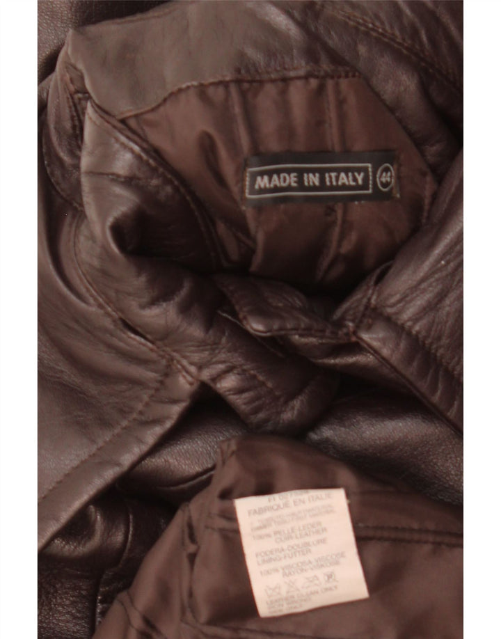 Cappotto in pelle da donna vintage IT 44 in pelle marrone medio