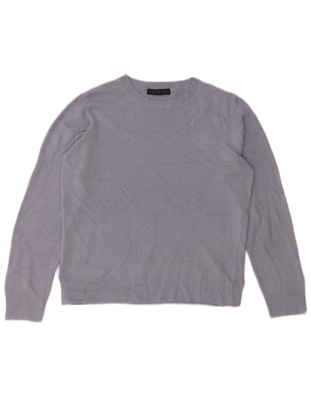 Maglione maglione girocollo da donna Marks & Spencer UK 14 Acrilico blu medio