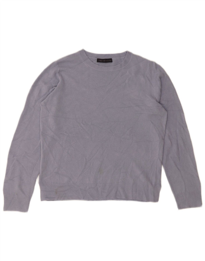 Maglione maglione girocollo da donna Marks & Spencer UK 14 Acrilico blu medio