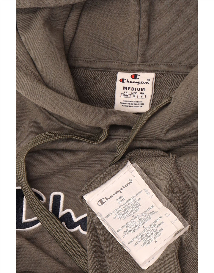 Maglione con cappuccio grafico da uomo CHAMPION in cotone kaki medio