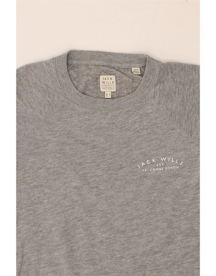 JACK WILLS Womens Sweatshirt Jumper UK 8 Small  Grey Cotton Vintage Jack Wills and Second-Hand Jack Wills from Messina Hembry 