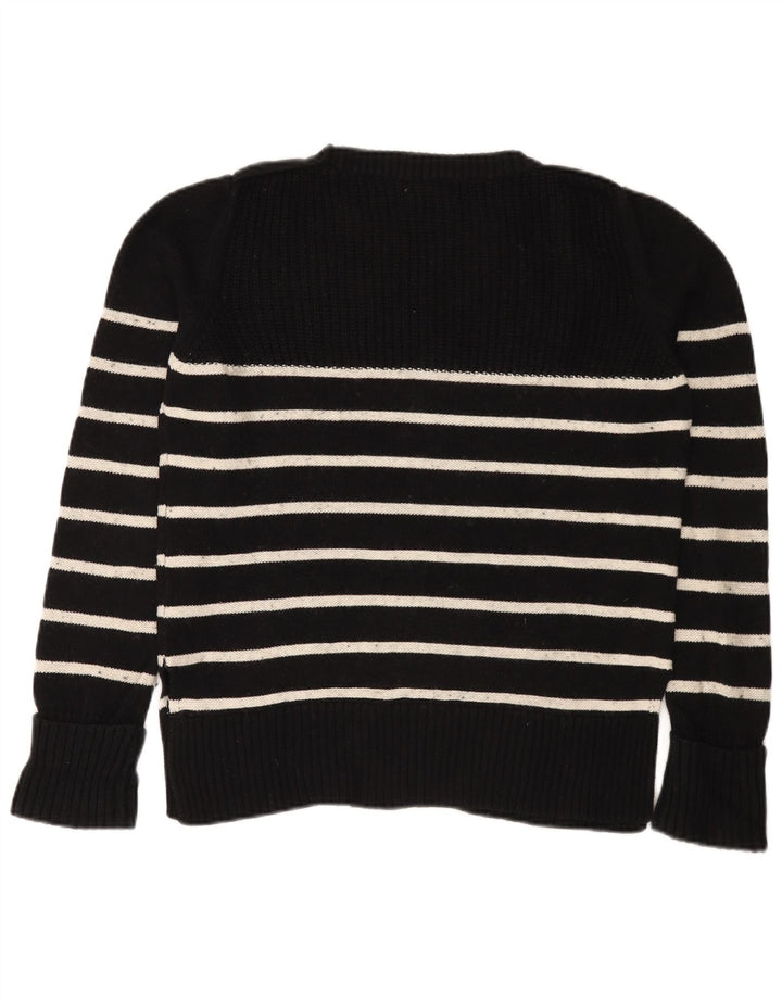 Massimo Dutti Maglione da donna con scollo a barchetta UK 14 medio a righe nere