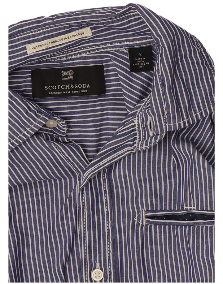 Camicia da uomo Scotch & Soda piccola in cotone a righe blu
