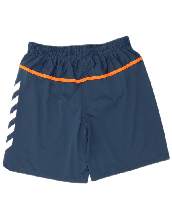 Pantaloncini sportivi grafici da uomo Hummel medio poliestere color block blu navy