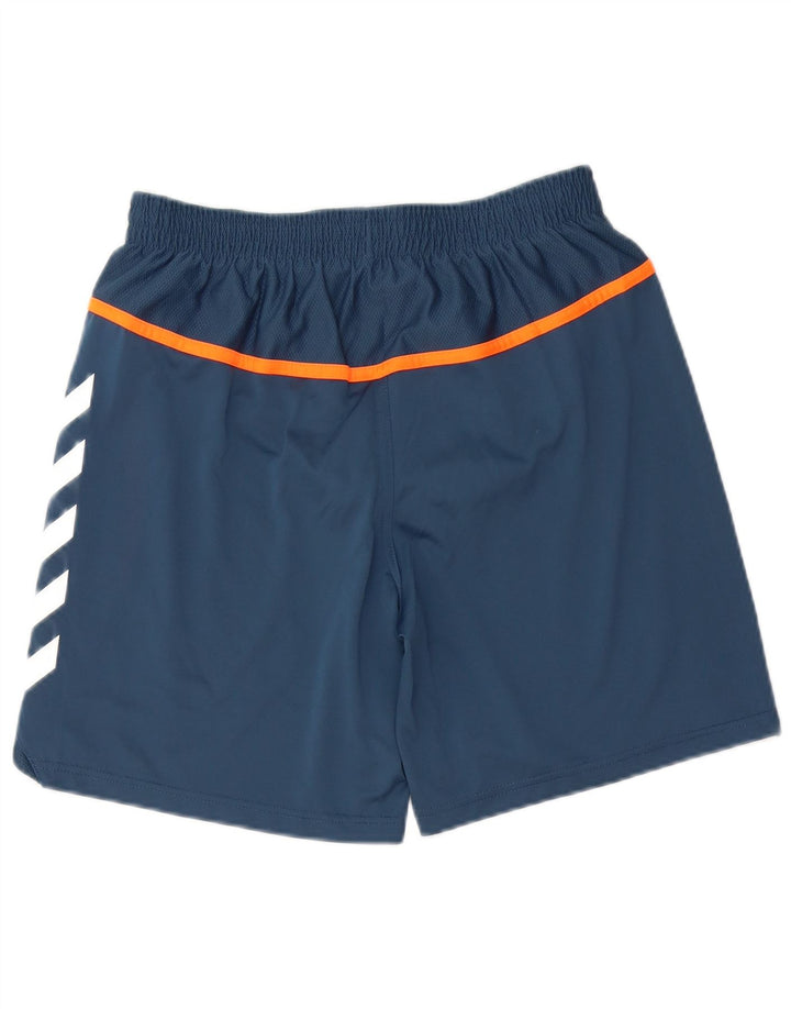 Pantaloncini sportivi grafici da uomo Hummel medio poliestere color block blu navy