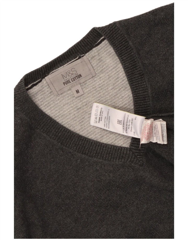 Maglione da uomo con scollo a V Marks & Spencer in cotone grigio medio