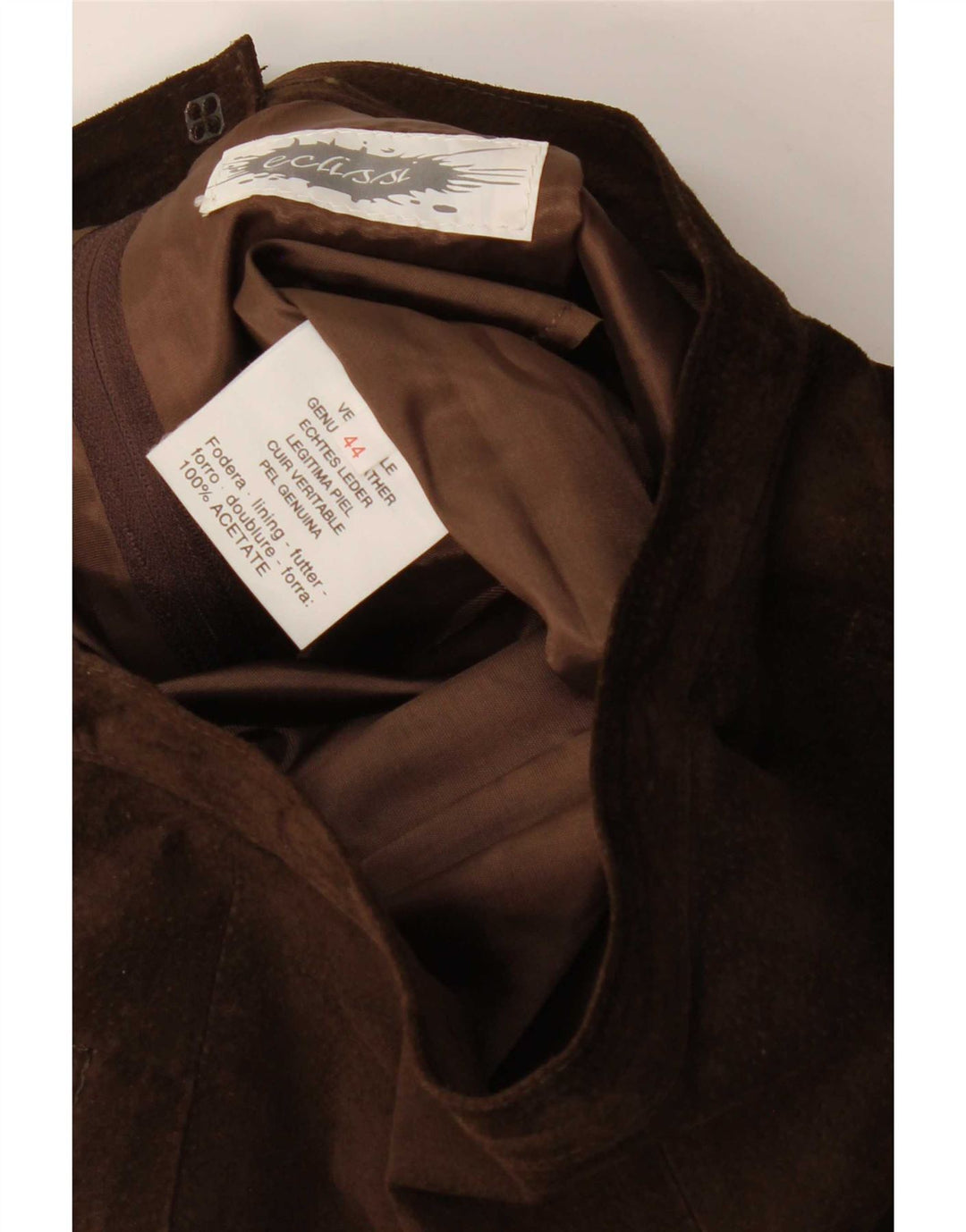 Gonna vintage in pelle scamosciata da donna IT 44 media W28 in pelle marrone