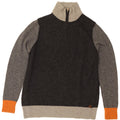Maglione da uomo TRUSSARDI con zip e collo in lana color block grigio medio