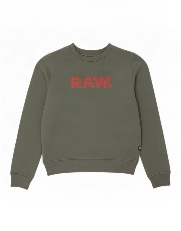 G-Star Womens Graphic Oversized Sweatshirt Jumper UK 10 Small Khaki Cotton