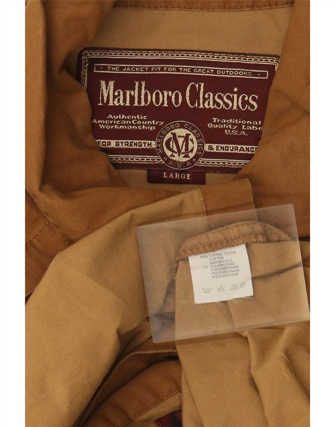 Trench da uomo Marlboro Classics UK 40 grande cotone marrone