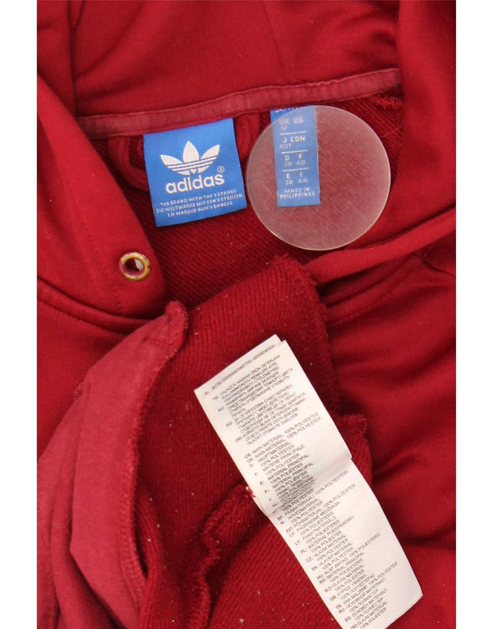 Maglione con cappuccio e zip da donna Adidas UK 12 Poliestere bordeaux medio