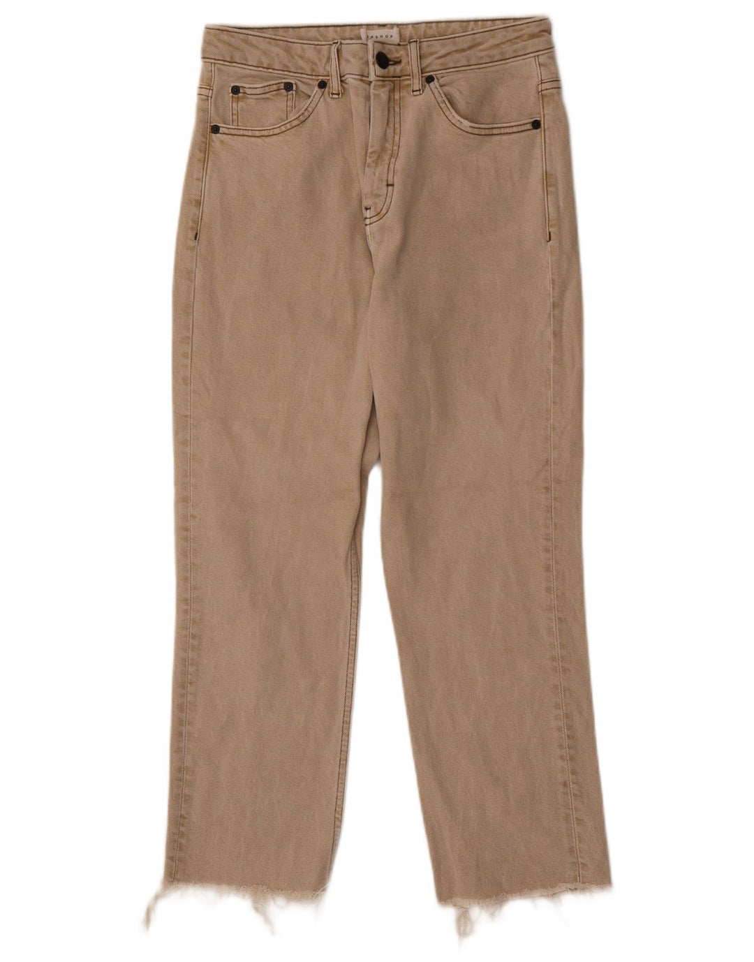 Jeans corti da donna Topshop W28 L25 cotone beige