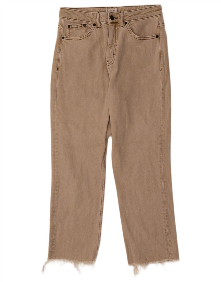 Jeans corti da donna Topshop W28 L25 cotone beige