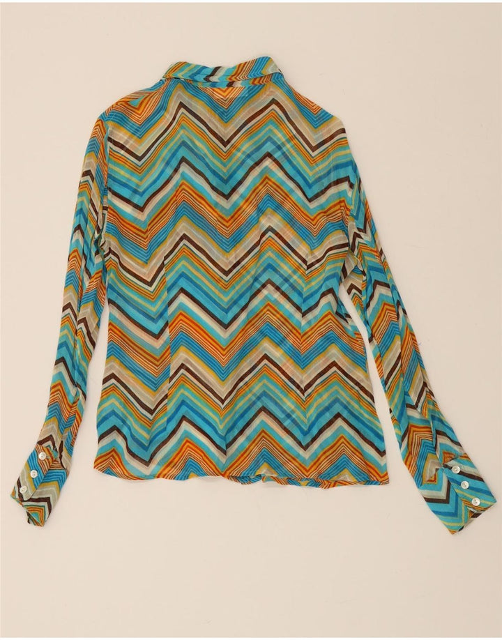 HENNES Womens Shirt Blouse IT 40 Small Multicoloured Chevron Viscose Vintage Hennes and Second-Hand Hennes from Messina Hembry 