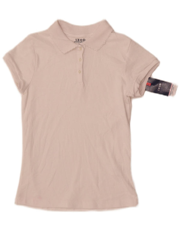 Izod Girls Polo Shirt 13-14 Years Large White Cotton