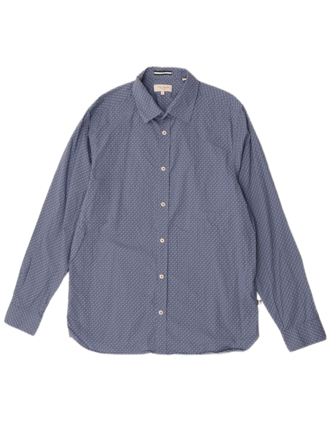 Camicia da uomo Ted Baker taglia 4 grande cotone geometrico blu