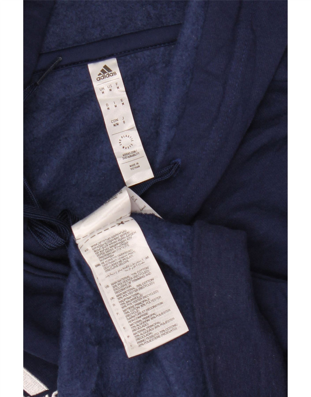 Felpa con cappuccio da uomo Adidas media in cotone blu navy