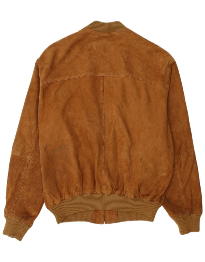 Giubbotto bomber vintage in pelle scamosciata da uomo IT 54 2XL in pelle marrone