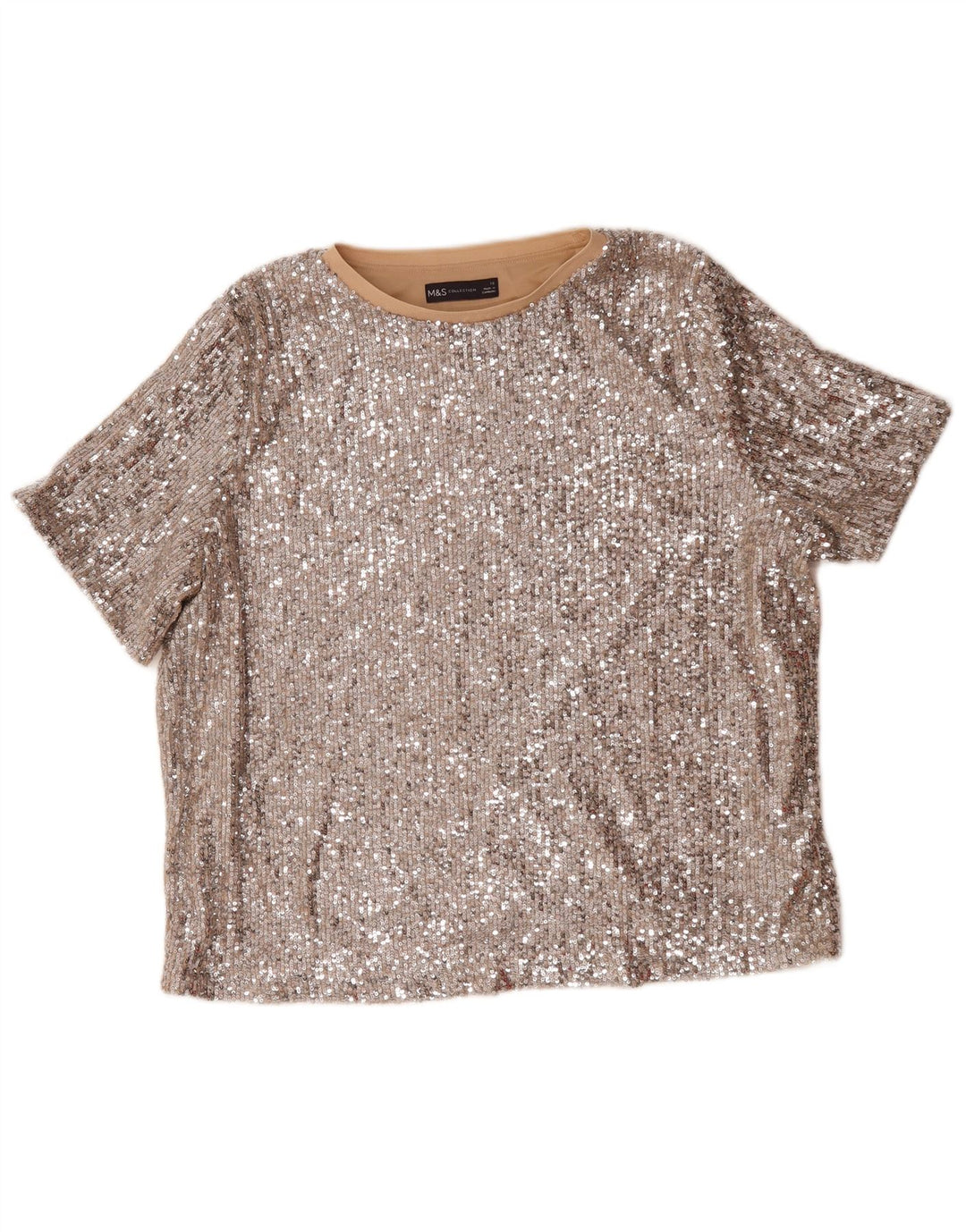 Marks & Spencer Camicetta oversize con paillettes da donna UK 16 Large Argento