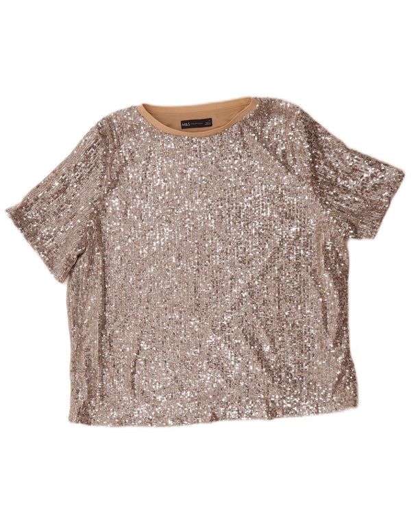 Marks & Spencer Camicetta oversize con paillettes da donna UK 16 Large Argento