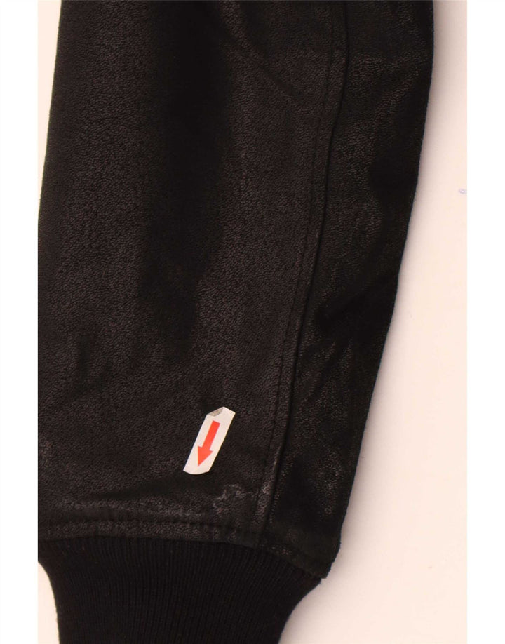 Giacca in pelle da uomo contemporanea UK 36 piccola pelle nera