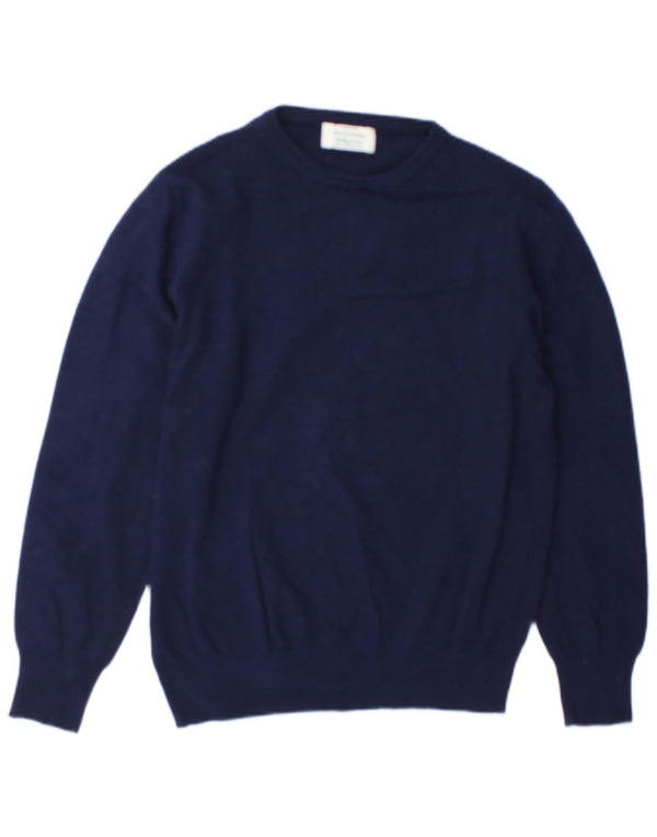 Maglione maglione con scollo a barca da donna Benetton UK 12 medio blu navy