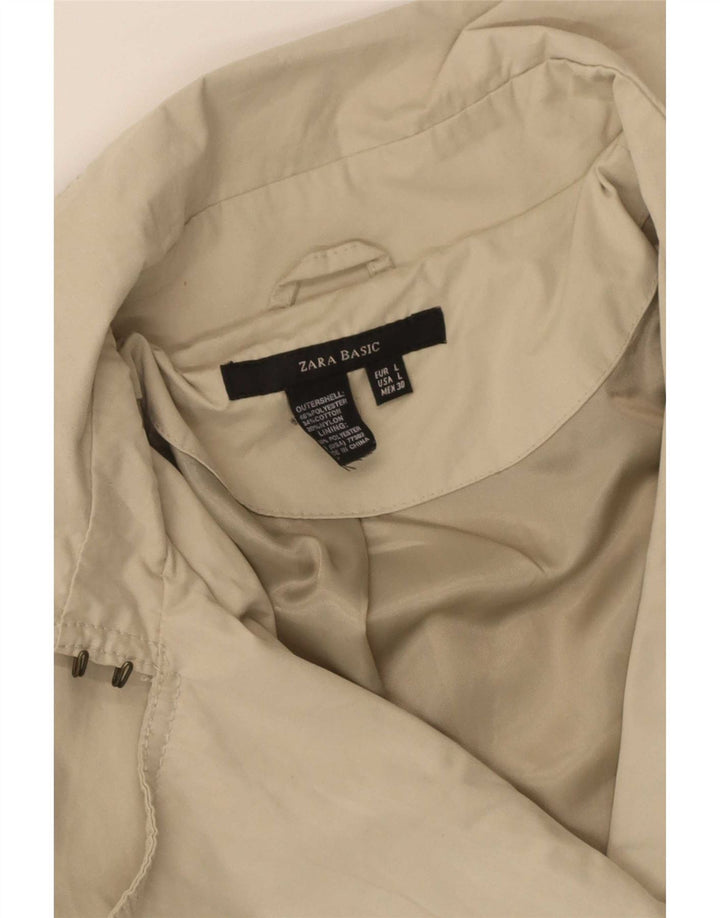 Trench doppiopetto da donna Zara UK 14 grande poliestere beige