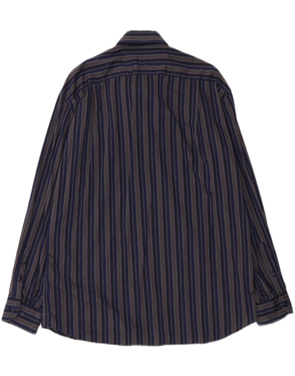Camicia da uomo Roccobarocco taglia 44 17 1/2 XL Cotone a righe blu navy