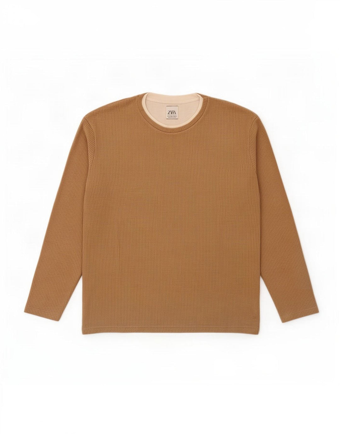 Top Zara da uomo a maniche lunghe grande beige color block