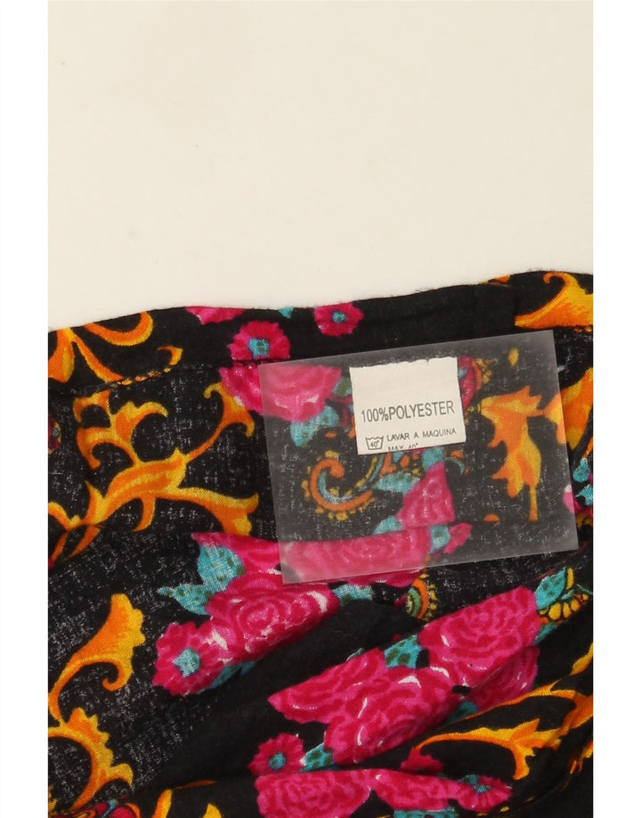 Gonna a portafoglio da donna vintage W32 grande poliestere floreale multicolore
