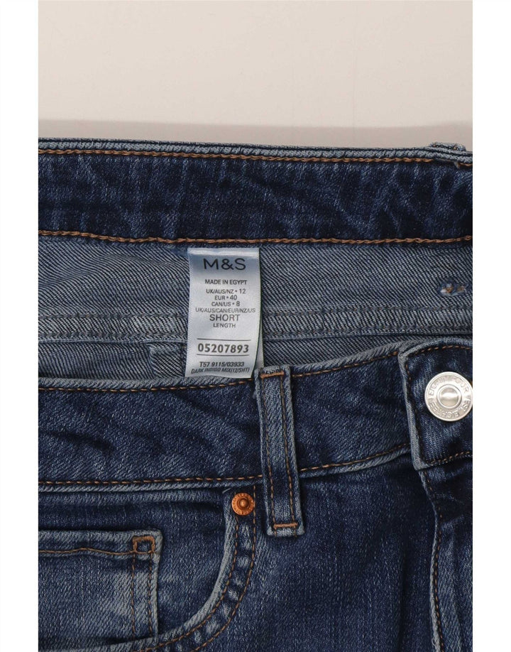 Jeans cropped a vita alta da donna Marks & Spencer UK 12 medio W30 L25 blu