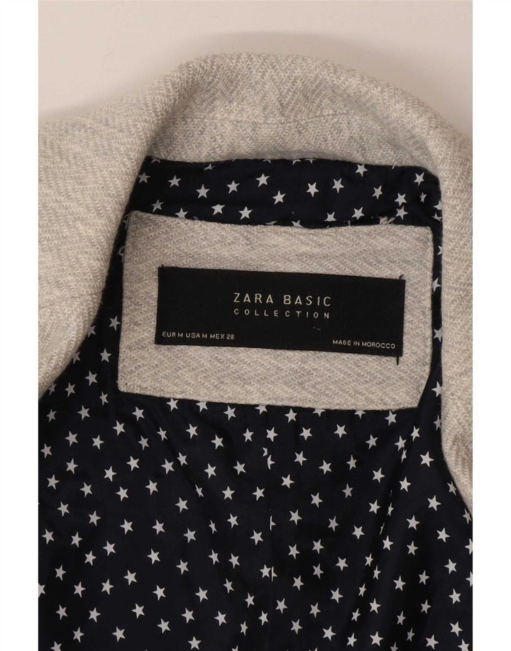 Giacca blazer a 1 bottone da donna Zara UK 12 grigio medio a spina di pesce