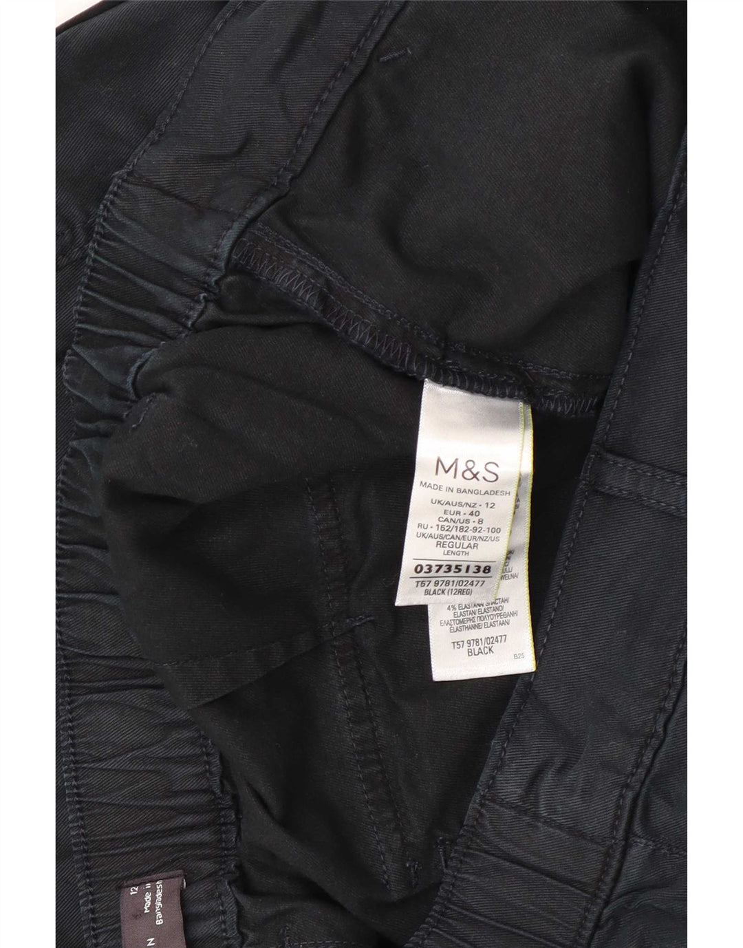Pantaloni cargo corti Marks & Spencer da donna UK 12 medi W30 L23 neri