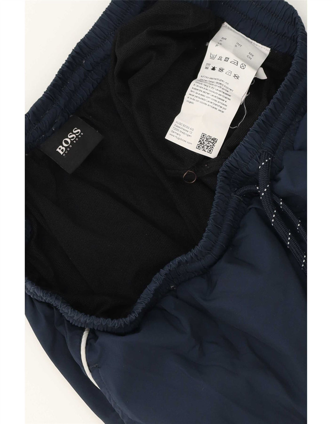 Pantaloncini da bagno da uomo Hugo Boss piccoli in poliestere blu navy